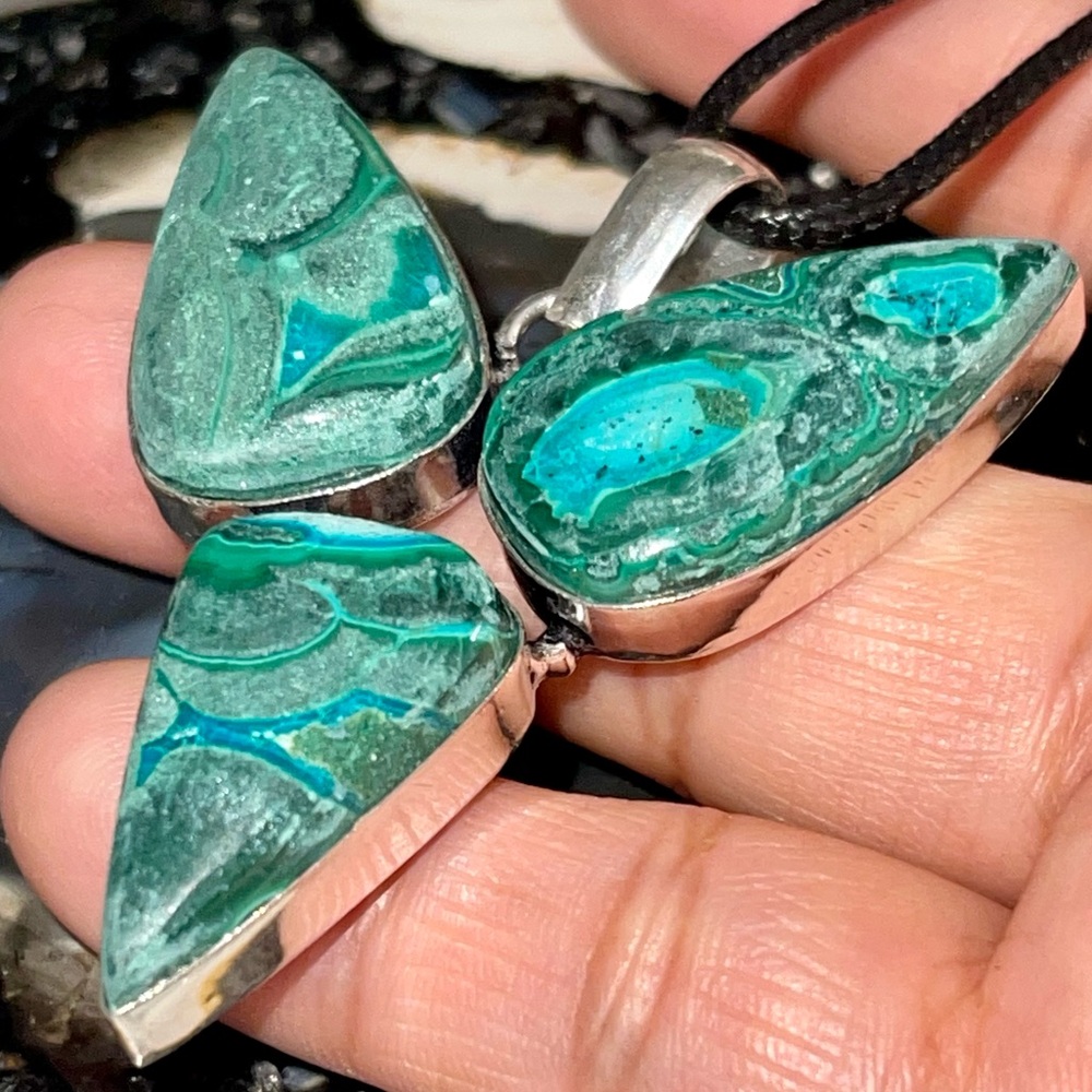 Phoenix Stone Chrysocollite Pendant 2”